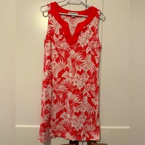 Tommy Bahama Pink White Floral Cotton Dress Size Medium